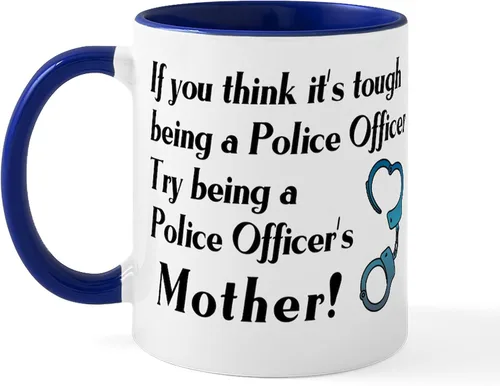Miniatura 30 de CafePress Taza de café de cerámica de 11 oz (11.0 fl oz) de Police Mom