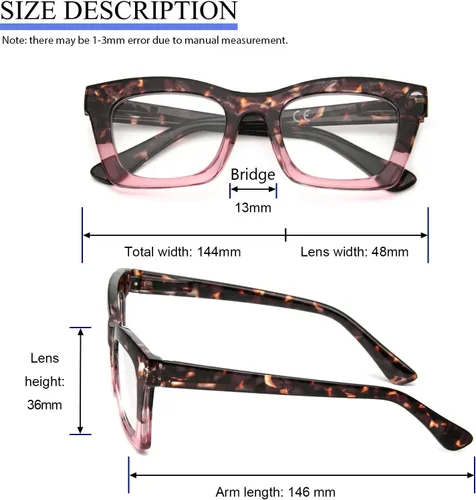 Miniatura 6 de REAVEE 6 Pack Reading Glasses for Women Blue Light Blocking, Cute Square Computer Readers with Spring Hinge