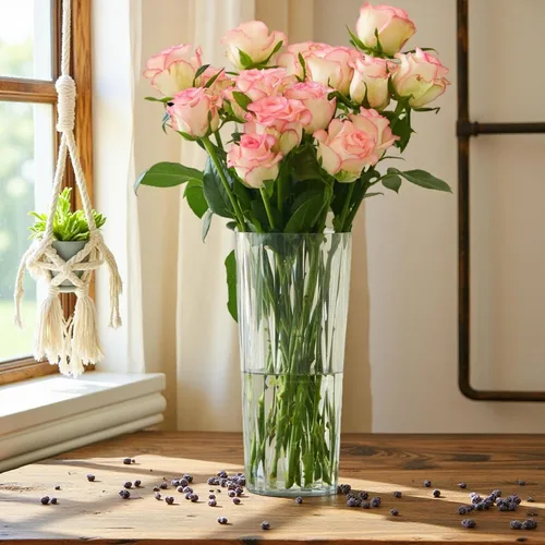 Miniatura 8 de 2 floreros de plástico transparente, 10.2 pulgadas de acrílico para ramo de rosas para decoración del hogar, centros de mesa, boda, cumpleaños