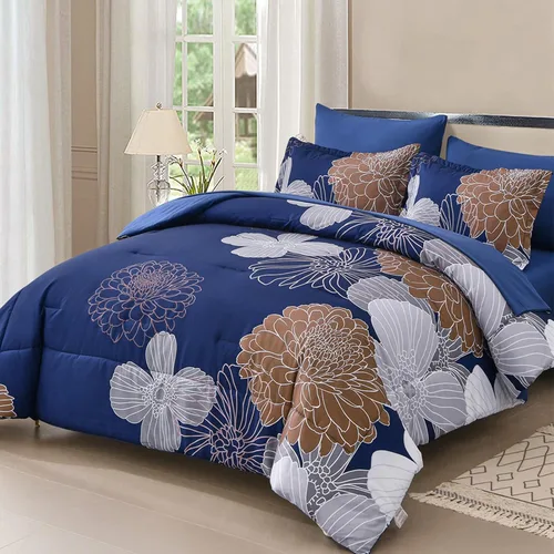 Miniatura 13 de Yiran - Juego de edredón de 7 piezas en una bolsa, edredón floral amarillo con flores, ropa de cama de microfibra suave, tamaño King