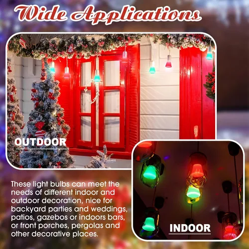 Miniatura 6 de 25 bombillas LED de Navidad de 2 W de repuesto para tira de luces al aire libre, base E26, plástico impermeable, S14, bombilla LED S14 para boda