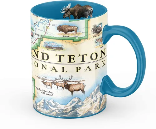 Xplorer Maps Taza de cerámica Grand Teton National Park Map (16 onzas) – Taza de café sin BPA para bebidas calientes y frías – perfecta para Parque