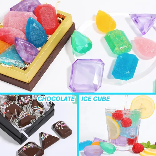 Miniatura 5 de Koluti Crystal Candy - Molde de silicona para hacer bricolaje, 16 cavidades, molde para hornear chocolate con gemas de caramelo de gomita