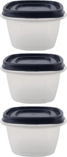 Miniatura 18 de Paquete de contenedores de almacenamiento de alimentos de 1.25 tazas, juego de 9 piezas, tapas azules fáciles de encontrar, 4 recipientes, 4 tapas