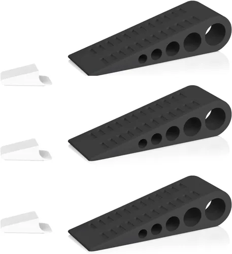 Miniatura 17 de HOMOTEK Paquete de 2 topes de puerta de goma con forma de cuña para puertas de puerta, protectores de pared para piso e parte inferior de la puerta