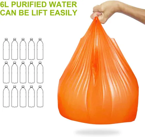 Miniatura 4 de LazyMe Bolsas de plástico para camisetas con asas a granel para compras y restaurantes, 12 x 20 pulgadas (naranja, 100 unidades)