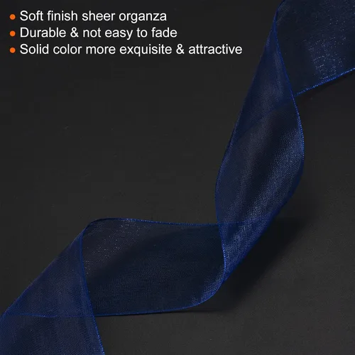 Miniatura 4 de PATIKIL Cinta de organza transparente de 1-37/64 pulgadas, 50 yardas, 1 rollo de tela decorativa de gasa para envolver regalos, manualidades, ramo