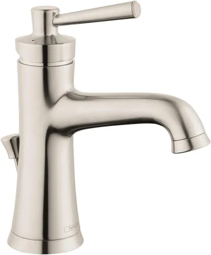 hansgrohe Joleena 04773820 - Grifo de fregadero de baño de transicional de 1 manija de 1 8 pulgadas de alto en níquel cepillado, 04773820