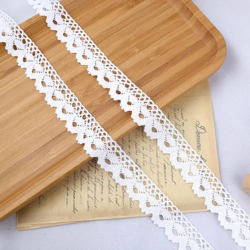 Miniatura 4 de IDONGCAI Delicado encaje nupcial blanco con borde festoneado, cinta de costura de 0.95 pulgadas de ancho, rollo de 20 yardas para vestido de novia