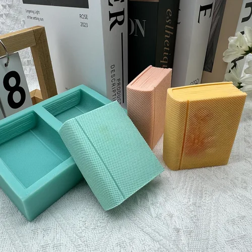 Miniatura 3 de Molde de jabón de silicona de dos libros, moldes de cera de vela hechos a mano, molde de silicona para pastel de mousse de chocolate, gelatina