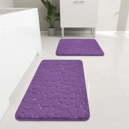 Miniatura 32 de YIHOUSE Juego de 2 tapetes de baño de espuma viscoelástica, antideslizantes, absorbentes de agua, lavables, para fregadero, inodoro y suelo Negro