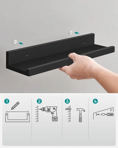 Miniatura 9 de SONGMICS CUSTOS Collection - Estantes flotantes, juego de 3 estantes de pared, 15 pulgadas de ancho, para marcos de fotos y baratijas, para sala