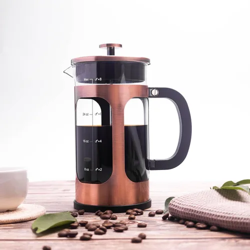 Miniatura 3 de Cafetera de prensa francesa, 8 tazas de 34 onzas, prensa de café de acero inoxidable 304 con 4 pantallas de filtro, vidrio de borosilicato