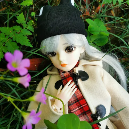 Miniatura 9 de Muñeca BJD de 1/3, 22 articulaciones movibles, juego completo con abrigo beige y traje a cuadros 24 pulgadas SD muñeca, seguro para niños de 6 años