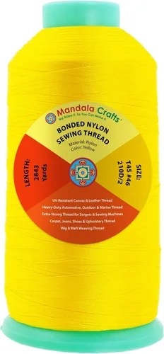 Miniatura 204 de Mandala Crafts - Hilo de nailon para coser cuero, tapicería, mezclilla y para trenzar el pelo; resistente, 1500 yardas, tamaño 69 T70 Marrón