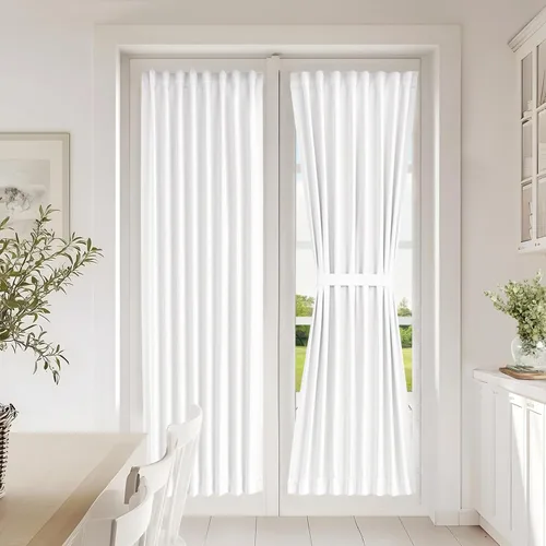 Miniatura 75 de Vatge - Cortinas autoadhesivas para puerta francesa, tratamiento de ventana con filtro de luz sin varillas ni perforaciones para puertas de cristal
