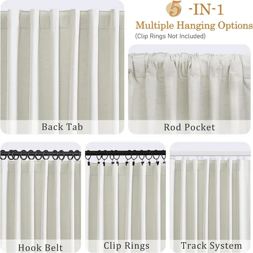 Miniatura 2 de UHITECH Cortinas opacas de 35 pulgadas de largo para sala de estar, 2 paneles, cortina opaca corta para cocina para ventanas pequeñas, cortinas
