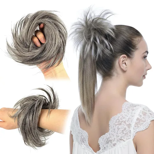 Miniatura 33 de HAIR COUTURE Avanti Moño desordenado - Pieza de extensión sintética instantánea, con pelo rizado ondulado postizo para mujeres