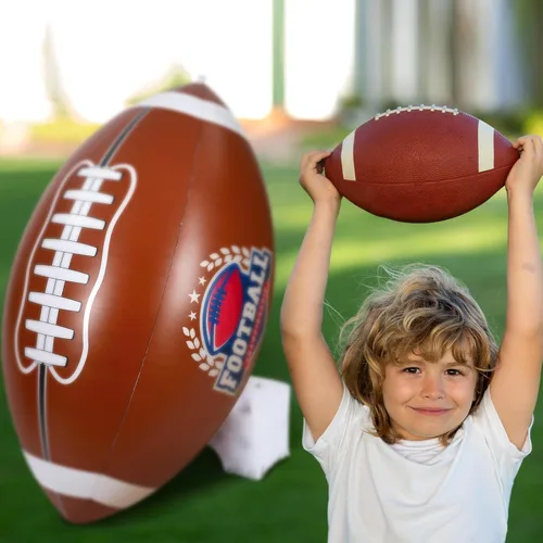 Miniatura 4 de Bencailor Decoración de fiesta de fútbol gigante de 71 pulgadas, juego de fútbol inflable gigante con juego de camiseta para juego, grandes pelotas