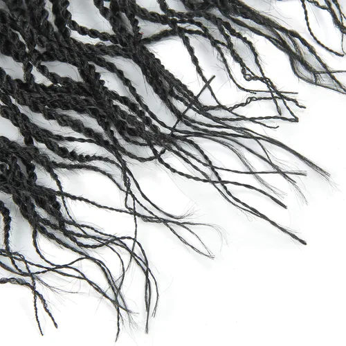 Miniatura 4 de (paquete de 6 unidades) 18 pulgadas Trenzas senegalesas de pelo ondulado sintético Extensión de pelo Kanekalon rizado, 18, #1B