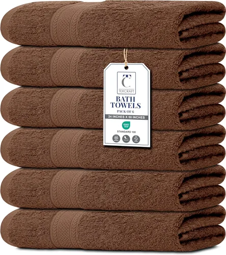 Miniatura 23 de Juego de 6 toallas de baño de tamaño mediano, 100% rizo de algodón, 24 x 48 pulgadas, secado rápido, suaves y altamente absorbentes, toallas