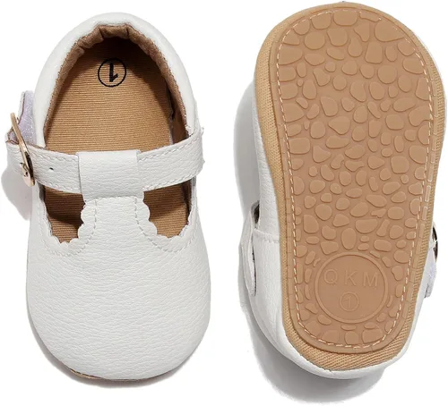 Miniatura 3 de HONGTEYA Zapatos planos Mary Jane antideslizantes para niños pequeños primeros caminantes, suela suave, zapatos de cuna de piel sintética, zapatos