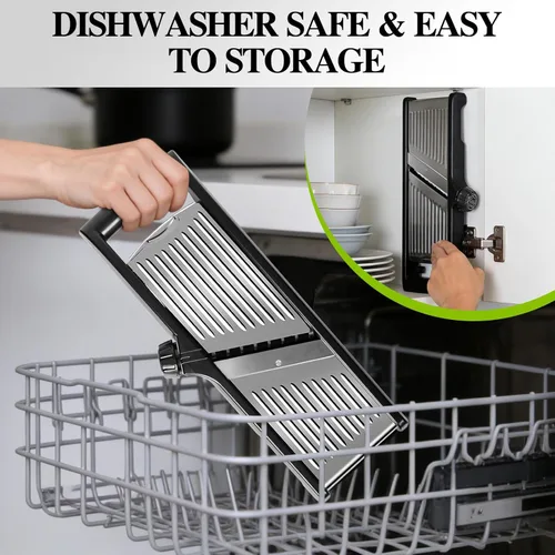 Miniatura 6 de MASTERTOP Rebanadora Mandolina de Acero Inoxidable Ajustable para Cocina. Rebanador de Vegetales, Cebolla, Papa, Fruta, Patatas Fritas, Cortador