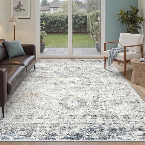 Miniatura 27 de Alfombra de pasillo Soalmost 2'6" x 10' lavable, alfombra antideslizante para cocina, baño, lavandería, alfombras vintage ultra delgadas para Beige