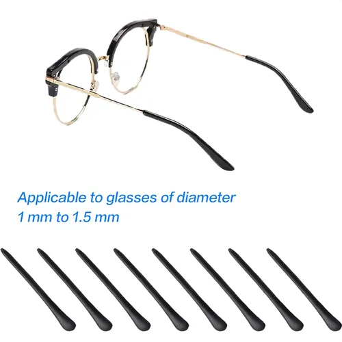Miniatura 4 de 8 pares de puntas negras de silicona antideslizantes para las orejas, fundas de tubo, puntas de repuesto suaves para lentes de sol con cable fino