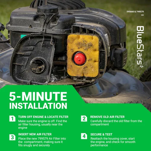 Miniatura 9 de Cubierta de limpiador de aire BlueStars de calidad premium 595660 & kit de filtro de aire 2 paquetes 799579 - Compatible con motores de serie BS
