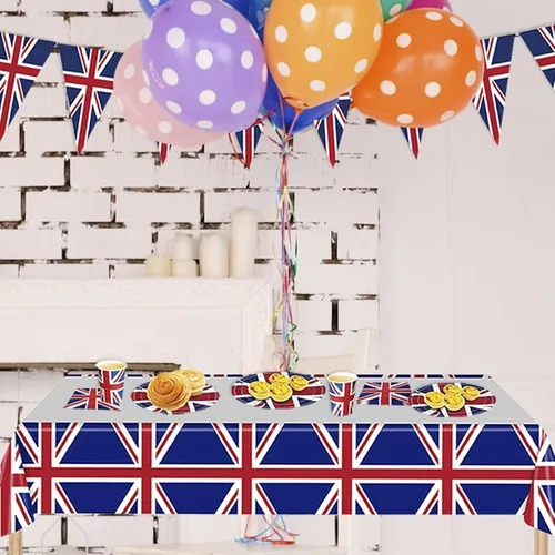 Miniatura 6 de Union Jack Banderines de papel de 8.2 ft/8.2 pies de largo con 10 banderas triangulares banderines británicos decoración de fiesta británico Reino