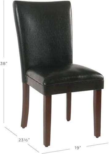 Miniatura 3 de HomePop Parsons - Juego de 2 sillas de comedor tapizadas, piel sintética negra