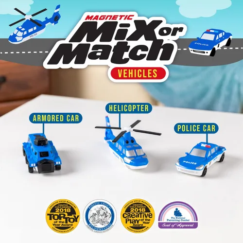 Miniatura 2 de POPULAR PLAYTHINGS Mezcla o combina vehículos, juego de juguete magnético, policía