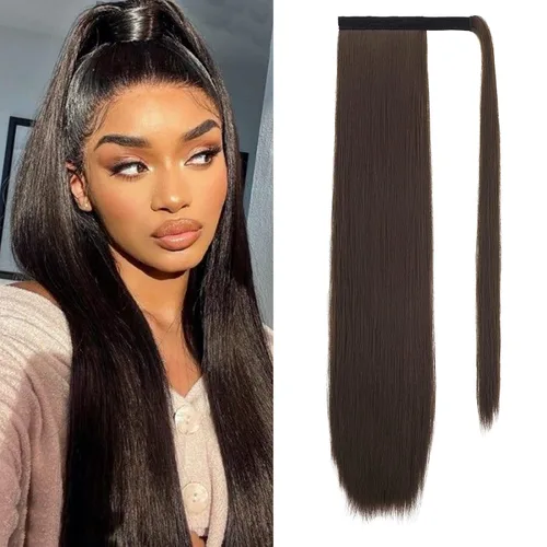 Miniatura 18 de SEIKEA Extensión de cola de caballo con clip alrededor del cabello lacio para mujer (12 pulgadas, negro)