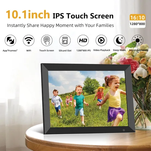 Miniatura 2 de Marco de fotos digital inteligente con WiFi de 32 GB de 10.1 pulgadas con sensor de movimiento y función de programación, pantalla táctil LCD IPS