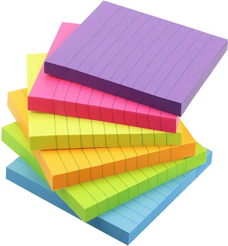 Early Buy 6 notas adhesivas forradas de colores brillantes, notas autoadhesivas de 3 x 3 pulgadas, 100 hojas/bloc, 6 blocs por paquete
