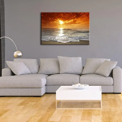 Miniatura 4 de Wieco Art - Paisaje moderno marino, arte expandido, impresiones marinas con marco, fotos del mar, pinturas sobre tela, arte para pared, para la sala
