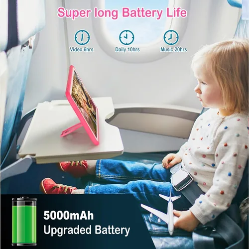 Miniatura 5 de Trayoo Tableta para niños, tableta de 10.1 pulgadas para niños con funda incluida, almacenamiento 64G, cámara dual, WiFi, aplicaciones educativas