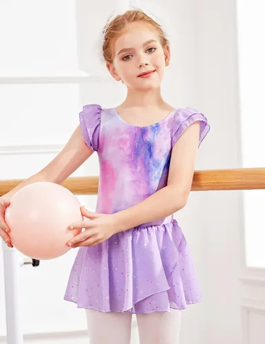 Miniatura 2 de Arshiner Vestido de ballet para niñas, con mangas con holanes y leotardo con falda tutú