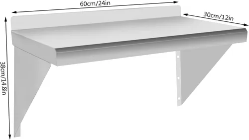 Miniatura 3 de Estante de acero inoxidable para montaje en pared, estante de metal resistente, estantería comercial, estante flotante para cocina, restaurante