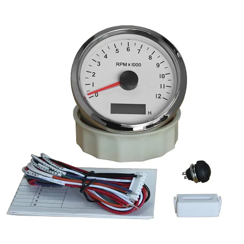 Miniatura 4 de ELING Medidor universal de tacómetro RPM con medidor de horas ajustable digital LED y alarma RPM 12000RPM 3.346 in con retroiluminación Blanco