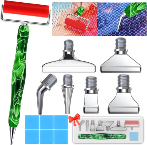 Heyseri Juego de 14 piezas de herramientas y accesorios para bolígrafos de pintura de diamantes, exquisitas puntas de bolígrafo de metal de acero