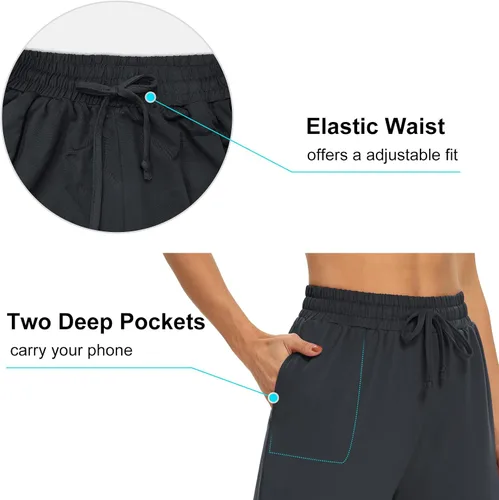 Miniatura 3 de DIBAOLONG - Pantalones capri para mujer, holgados, para yoga, con ajuste de cordón, de pierna ancha, cómodos, de descanso, pantalones deportivos