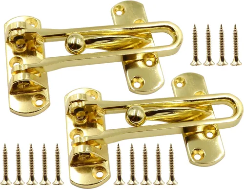 Miniatura 8 de LBY Paquete de 2 cerraduras de puerta de barra oscilante resistente, cerradura de seguridad antirrobo en forma de U, cerradura de puerta de Oro