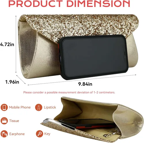 Miniatura 2 de Bolsa de noche para mujer, bolso de mano para fiesta, bolso de hombro para boda