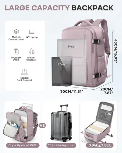 Miniatura 4 de WONHOX Mochila de Viaje Grande Equipaje de Mano Aprobada para Vuelo Mochila de Trabajo y Negocios para Portátil para Mujeres y Hombres Mochila
