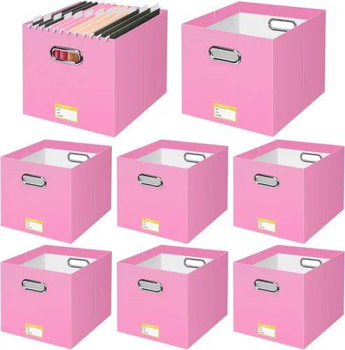 Miniatura 31 de BALEINE Caja organizadora de archivos, organizador de carpetas de archivos de cartón con asa para tamaño carta, caja de archivos colgante plegable