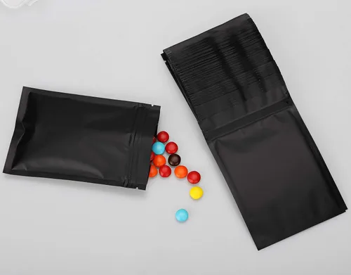 Miniatura 5 de 100 bolsas a prueba de olores de 4 x 6 pulgadas, bolsas resellables de Mylar de doble cara, color negro mate