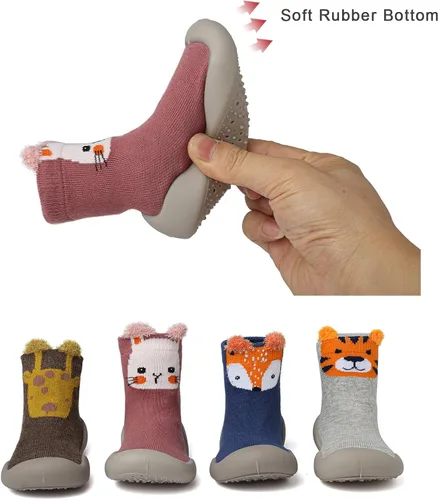 Miniatura 7 de Zapatos de calcetín para bebé, suela de goma suave, antideslizante, para interiores, para bebés, niños y niñas, zapatos de entrenamiento