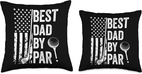 Miniatura 3 de Best Dad By Par Golfing Apparel by AlphaONE Best Par USA Flag Father's Day Golfing Dad Throw Pillow, 16x16, Multicolor